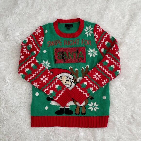 Joe Boxer Christmas Santa Claus Red and Green Sweatshirt Large - Picture 1 of 10